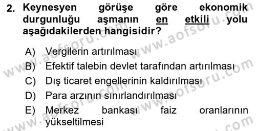 Kamu Maliyesi Dersi 2024 - 2025 Yılı (Vize) Ara Sınav Soruları 2. Soru