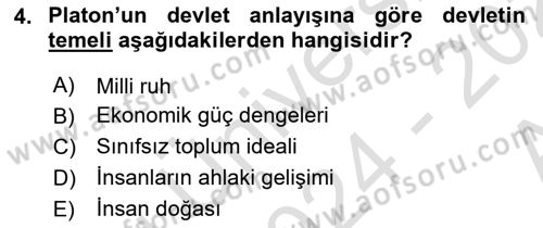 Kamu Maliyesi Dersi 2024 - 2025 Yılı (Vize) Ara Sınav Soruları 4. Soru