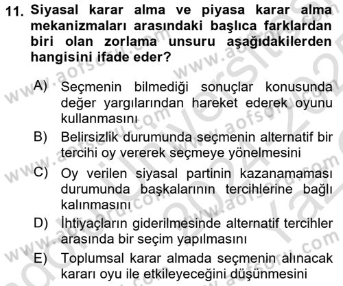 Kamu Maliyesi Dersi 2024 - 2025 Yılı Yaz Okulu Sınav Soruları 11. Soru