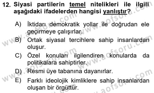 Kamu Maliyesi Dersi 2024 - 2025 Yılı Yaz Okulu Sınav Soruları 12. Soru