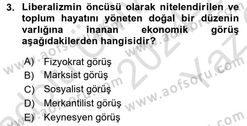 Kamu Maliyesi Dersi 2024 - 2025 Yılı Yaz Okulu Sınav Soruları 3. Soru