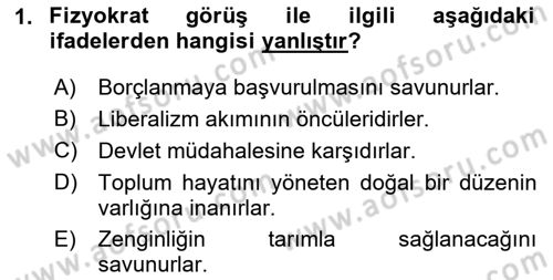 Kamu Maliyesi Dersi 2025 - 2026 Yılı (Vize) Ara Sınav Soruları 1. Soru