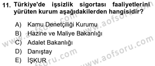 Kamu Maliyesi Dersi 2025 - 2026 Yılı (Vize) Ara Sınav Soruları 11. Soru
