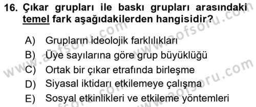 Kamu Maliyesi Dersi 2025 - 2026 Yılı (Vize) Ara Sınav Soruları 16. Soru