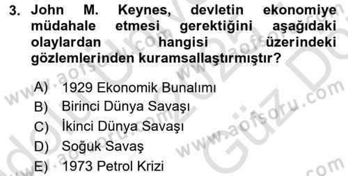 Kamu Maliyesi Dersi 2025 - 2026 Yılı (Vize) Ara Sınav Soruları 3. Soru