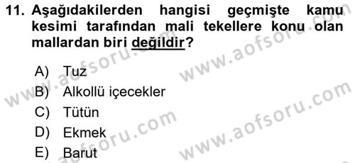 Kamu Maliyesi Dersi 2025 - 2026 Yılı (Final) Dönem Sonu Sınav Soruları 11. Soru