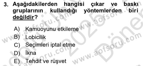 Kamu Maliyesi Dersi 2025 - 2026 Yılı (Final) Dönem Sonu Sınav Soruları 3. Soru