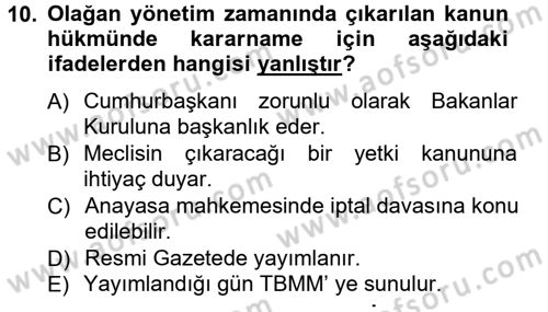 Genel Vergi Hukuku Dersi 2012 - 2013 Yılı (Vize) Ara Sınav Soruları 10. Soru