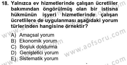 Genel Vergi Hukuku Dersi 2012 - 2013 Yılı (Vize) Ara Sınav Soruları 18. Soru