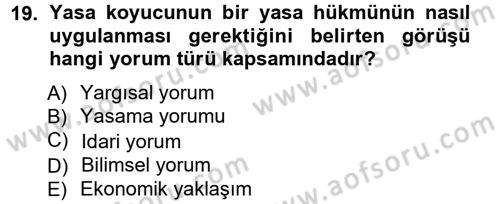 Genel Vergi Hukuku Dersi 2012 - 2013 Yılı (Vize) Ara Sınav Soruları 19. Soru