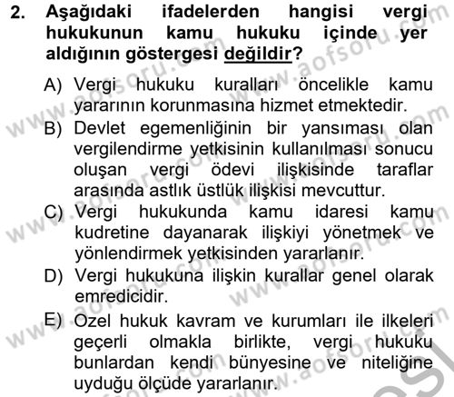 Genel Vergi Hukuku Dersi 2012 - 2013 Yılı (Vize) Ara Sınav Soruları 2. Soru