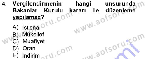 Genel Vergi Hukuku Dersi 2012 - 2013 Yılı (Final) Dönem Sonu Sınav Soruları 4. Soru