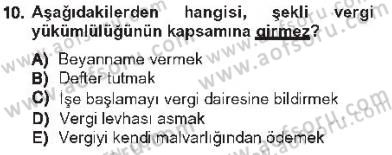 Genel Vergi Hukuku Dersi 2012 - 2013 Yılı Tek Ders Sınav Soruları 10. Soru