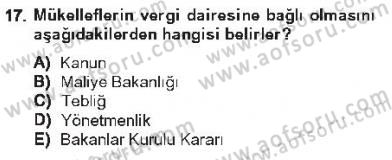 Genel Vergi Hukuku Dersi 2012 - 2013 Yılı Tek Ders Sınav Soruları 17. Soru