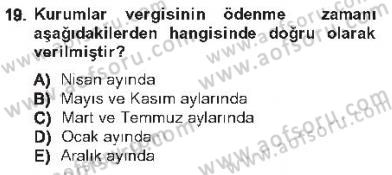 Genel Vergi Hukuku Dersi 2012 - 2013 Yılı Tek Ders Sınav Soruları 19. Soru