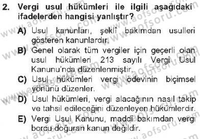 Genel Vergi Hukuku Dersi 2012 - 2013 Yılı Tek Ders Sınav Soruları 2. Soru