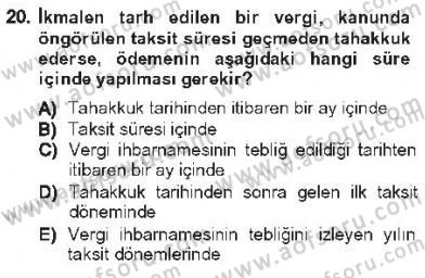 Genel Vergi Hukuku Dersi 2012 - 2013 Yılı Tek Ders Sınav Soruları 20. Soru