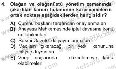 Genel Vergi Hukuku Dersi 2012 - 2013 Yılı Tek Ders Sınav Soruları 4. Soru