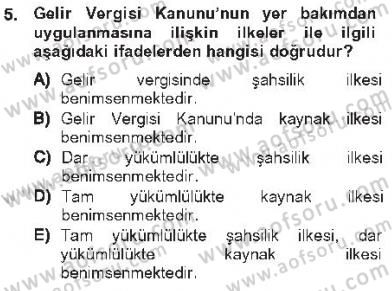 Genel Vergi Hukuku Dersi 2012 - 2013 Yılı Tek Ders Sınav Soruları 5. Soru