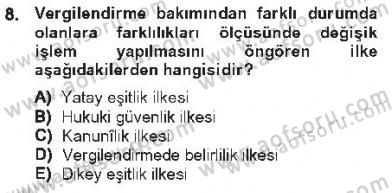 Genel Vergi Hukuku Dersi 2012 - 2013 Yılı Tek Ders Sınav Soruları 8. Soru