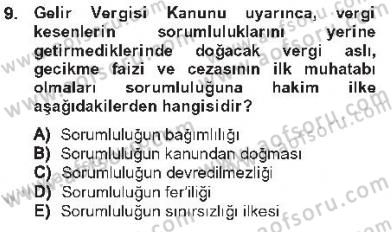 Genel Vergi Hukuku Dersi 2012 - 2013 Yılı Tek Ders Sınav Soruları 9. Soru
