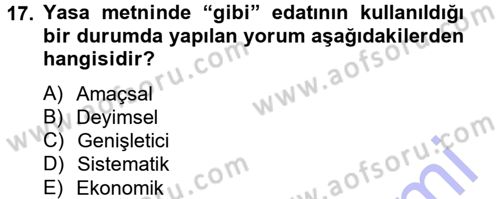 Genel Vergi Hukuku Dersi 2013 - 2014 Yılı (Vize) Ara Sınav Soruları 17. Soru
