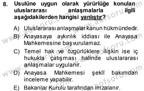 Genel Vergi Hukuku Dersi 2013 - 2014 Yılı (Vize) Ara Sınav Soruları 8. Soru