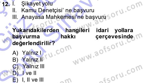 Genel Vergi Hukuku Dersi 2013 - 2014 Yılı (Final) Dönem Sonu Sınav Soruları 12. Soru