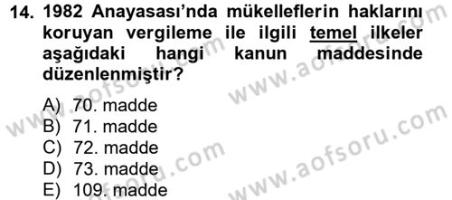 Genel Vergi Hukuku Dersi 2013 - 2014 Yılı Tek Ders Sınav Soruları 14. Soru