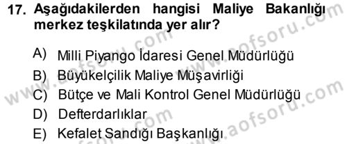 Genel Vergi Hukuku Dersi 2013 - 2014 Yılı Tek Ders Sınav Soruları 17. Soru