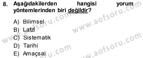 Genel Vergi Hukuku Dersi 2013 - 2014 Yılı Tek Ders Sınav Soruları 8. Soru