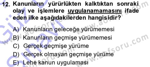 Genel Vergi Hukuku Dersi 2014 - 2015 Yılı (Vize) Ara Sınav Soruları 12. Soru