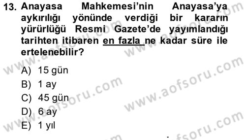 Genel Vergi Hukuku Dersi 2014 - 2015 Yılı (Vize) Ara Sınav Soruları 13. Soru