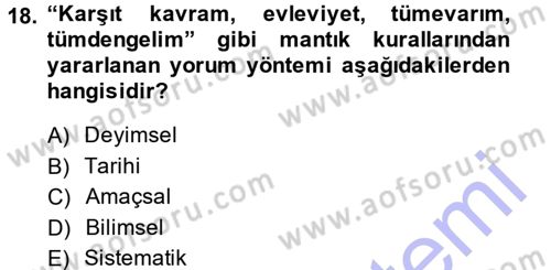 Genel Vergi Hukuku Dersi 2014 - 2015 Yılı (Vize) Ara Sınav Soruları 18. Soru