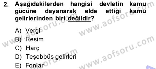 Genel Vergi Hukuku Dersi 2014 - 2015 Yılı (Vize) Ara Sınav Soruları 2. Soru