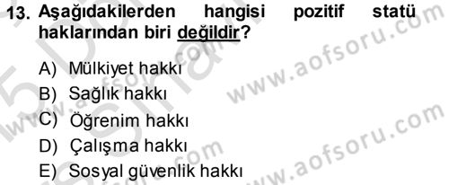 Genel Vergi Hukuku Dersi 2014 - 2015 Yılı Tek Ders Sınav Soruları 13. Soru