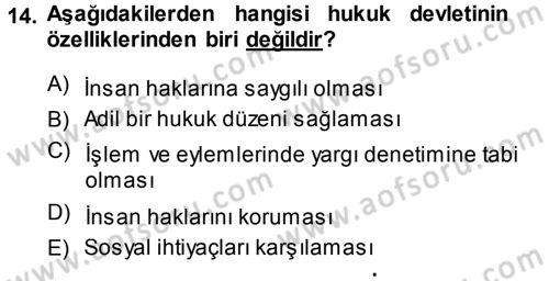 Genel Vergi Hukuku Dersi 2014 - 2015 Yılı Tek Ders Sınav Soruları 14. Soru