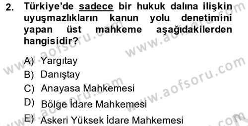 Genel Vergi Hukuku Dersi 2014 - 2015 Yılı Tek Ders Sınav Soruları 2. Soru