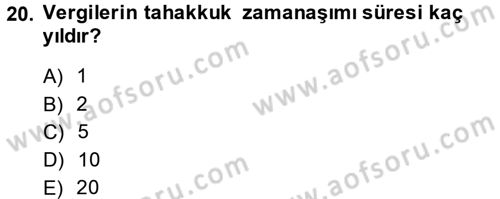 Genel Vergi Hukuku Dersi 2014 - 2015 Yılı Tek Ders Sınav Soruları 20. Soru