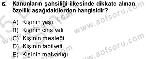 Genel Vergi Hukuku Dersi 2014 - 2015 Yılı Tek Ders Sınav Soruları 6. Soru