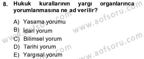 Genel Vergi Hukuku Dersi 2014 - 2015 Yılı Tek Ders Sınav Soruları 8. Soru