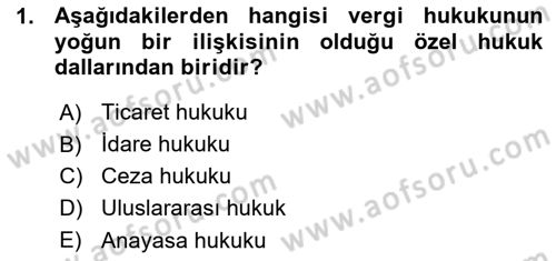Genel Vergi Hukuku Dersi 2015 - 2016 Yılı (Vize) Ara Sınav Soruları 1. Soru