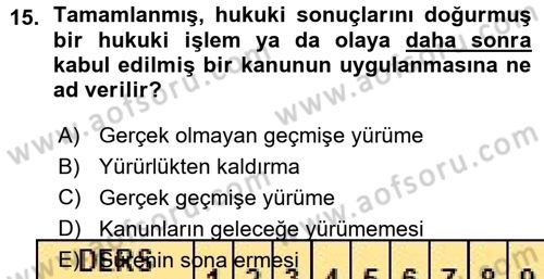 Genel Vergi Hukuku Dersi 2015 - 2016 Yılı (Vize) Ara Sınav Soruları 15. Soru
