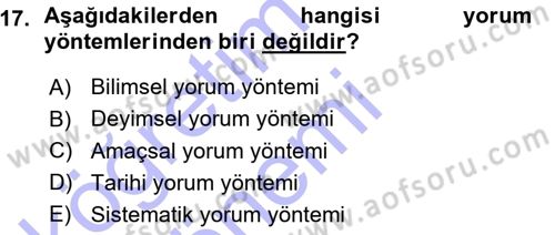 Genel Vergi Hukuku Dersi 2015 - 2016 Yılı (Vize) Ara Sınav Soruları 17. Soru