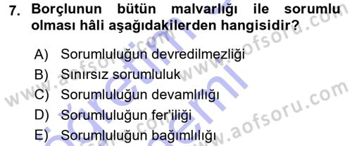 Genel Vergi Hukuku Dersi 2015 - 2016 Yılı (Final) Dönem Sonu Sınav Soruları 7. Soru