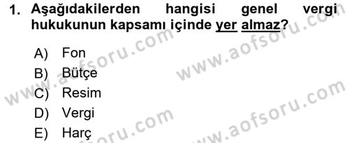 Genel Vergi Hukuku Dersi 2015 - 2016 Yılı Tek Ders Sınav Soruları 1. Soru
