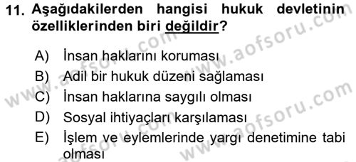 Genel Vergi Hukuku Dersi 2015 - 2016 Yılı Tek Ders Sınav Soruları 11. Soru