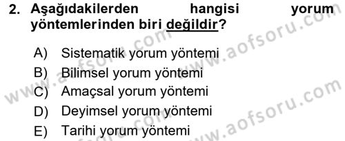 Genel Vergi Hukuku Dersi 2015 - 2016 Yılı Tek Ders Sınav Soruları 2. Soru