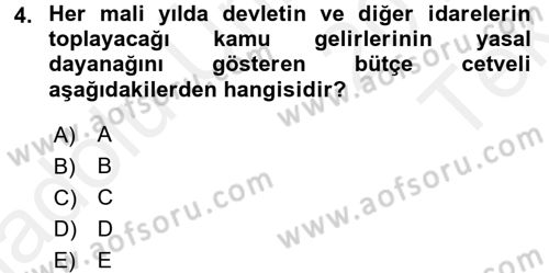 Genel Vergi Hukuku Dersi 2015 - 2016 Yılı Tek Ders Sınav Soruları 4. Soru
