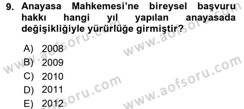Genel Vergi Hukuku Dersi 2015 - 2016 Yılı Tek Ders Sınav Soruları 9. Soru